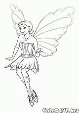 Fairy Coloring Butterfly Pages Colorkid Flight Barbie sketch template