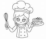 Chef Coloring Cake Pages Printable sketch template