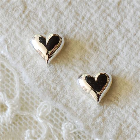 Silver Tiny Heart Earrings By Highland Angel