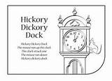 Hickory Dock Dickory Rhymes Colouring Rhyme Twinkle Literacy sketch template