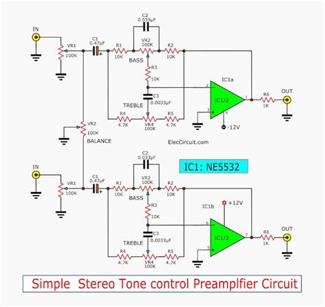 tone control bass mid treble circuits  ne  lf