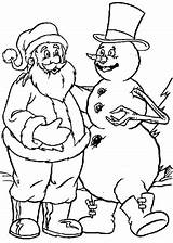 Snowman Coloring Santa Pages Color sketch template