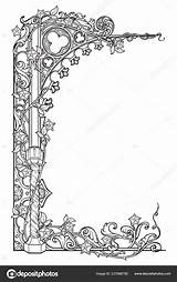 Manuscript Gothique Gotico Rahmen Pointed Arco Medievale Stile Manuscrito Manuscrit Manoscritto Kleurplaat Middeleeuwse Letters Rettangolare Struttura Aguzzo Mittelalterlichen Rechteckiger Gotischer sketch template