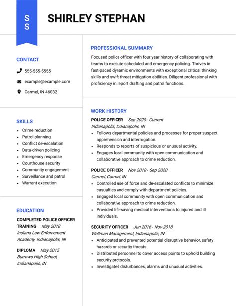 police officer resume template