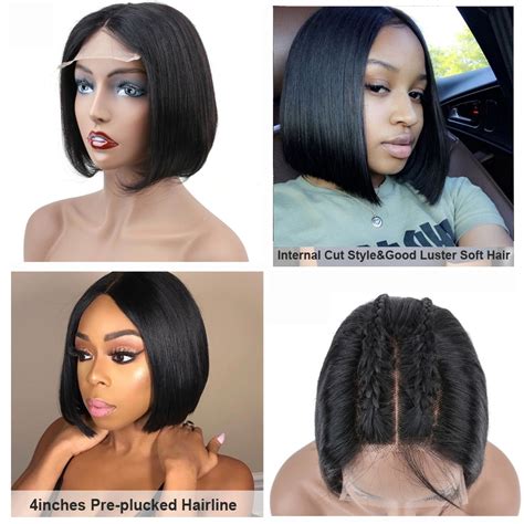 short bob wigs peruvian 100 remy hair can be dyed lace front human