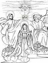 Coloring Mary God Mother Queen Library Clipart Heaven sketch template