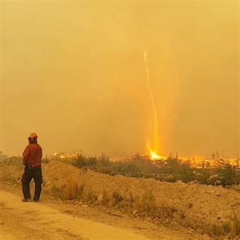 video shows fire tornado  british columbia canada earth