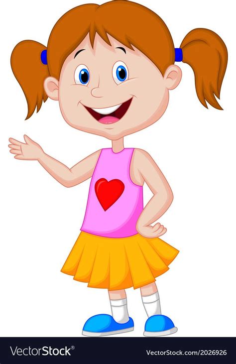 Vector Illustration Of Cute Girl Cartoon Presenting Download A Free