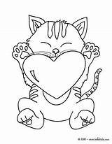 Cat Coloring Pages Valentine Heart Color Hellokids Print Getdrawings sketch template