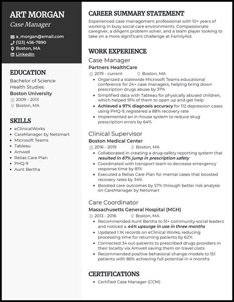 case manager resume examples  worked