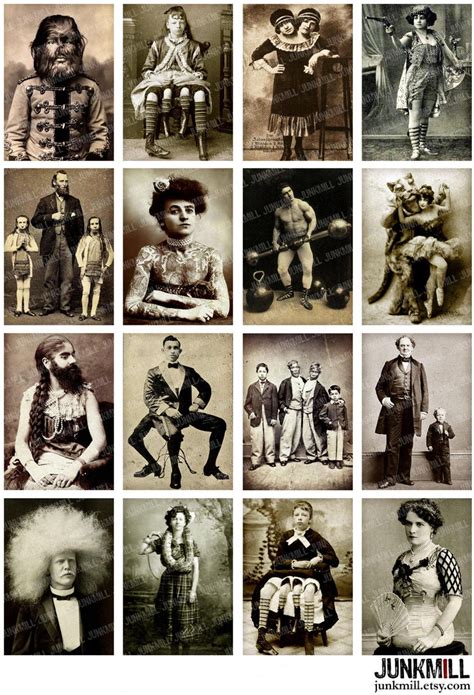 Human Oddities Digital Printable Collage Sheet Vintage Circus