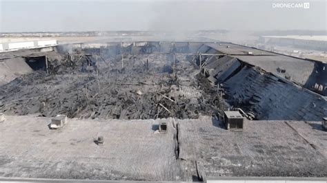 massive fire burns walmart indiana distribution center   ground
