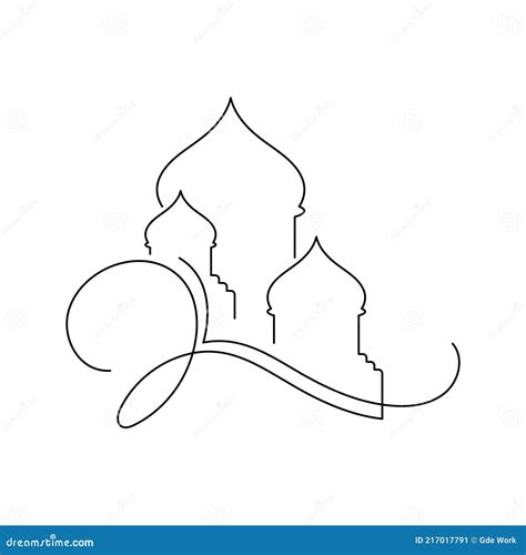 vector illustration  islamic mosque  art drawing stock vector