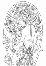 Coloring Pages Beautiful Adult Girl Adults Women Woman Color Beauty Coloriage Colouring Printable Sheets Colorier Mandala Kids Books Belle Stress sketch template