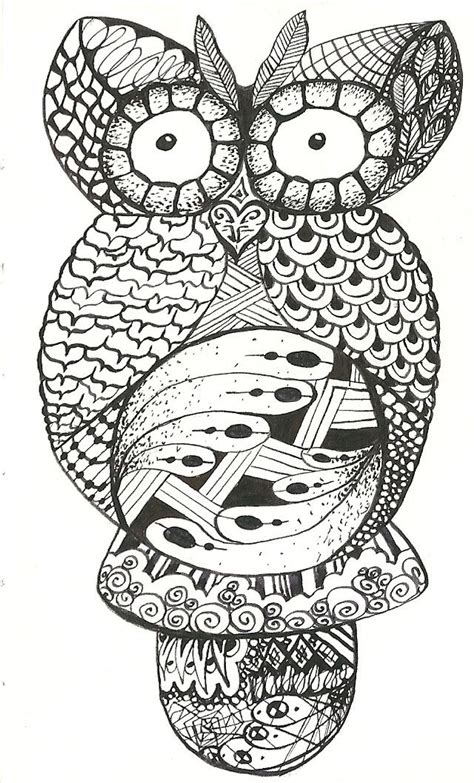 owl zentangle  elodye atdeviantart coloring book pages adult coloring