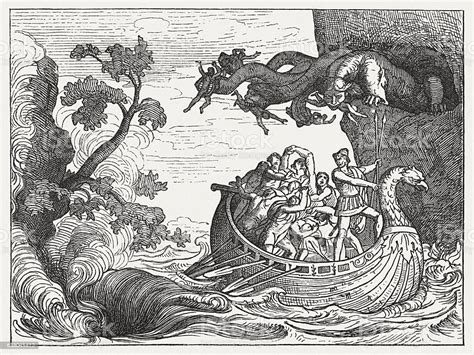 Ulysses And The Scylla Greek Mythology Wood Engraving Published 1880