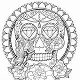 Coloring Skull Sugar Pages Adult Adults Tattoo Printable Halloween Etsy Catrina Colouring La Bundle Google sketch template