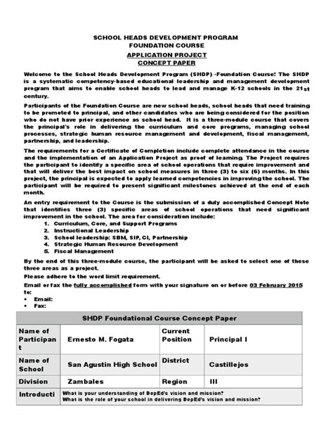 sample project concept paper curriculum teaching