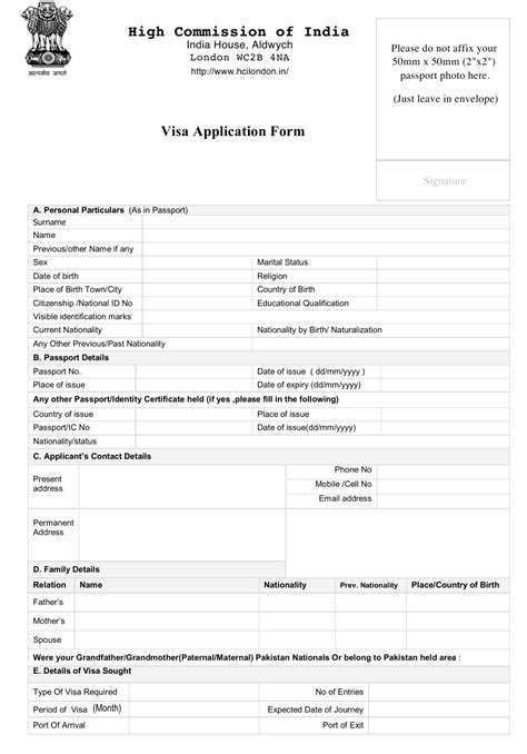 United Kingdom Indian Visa Application Form High