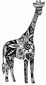Giraffe Tribal Clipart Coloring Drawing Outline Pages Elephant Cartoon Animal Designs Henna Cliparts Clip Printable Outlines Transparent Pattern Giraffes Whiote sketch template