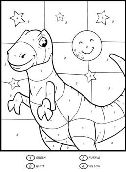 dinosaur color  numbers coloring book  kids ages    pages