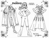 Paper Elsa Dolls Coloring Frozen Printable Princess Anna sketch template