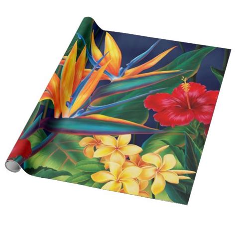 tropical paradise hawaiian floral wrapping paper zazzlecom floral
