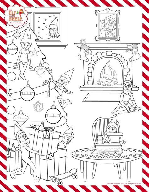 elf   shelf countdown  christmas coloring pages