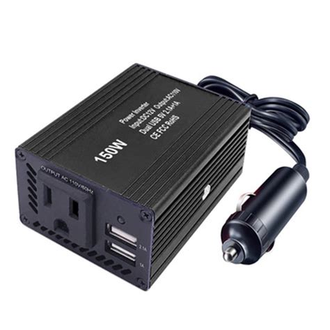 portable car power adapter inverter converter charger dual usb  watt dc watt   ac