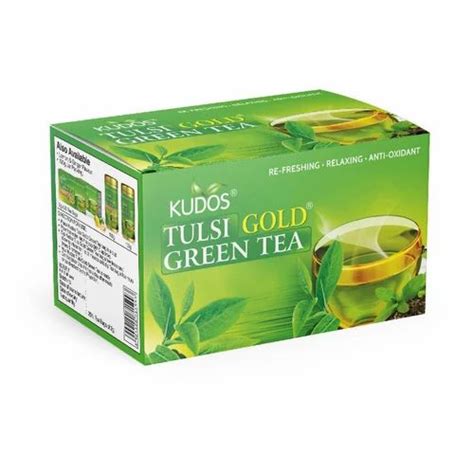kudos ayurveda tulsi gold green tea  bag lemon grass ginger green tea bags box  bags