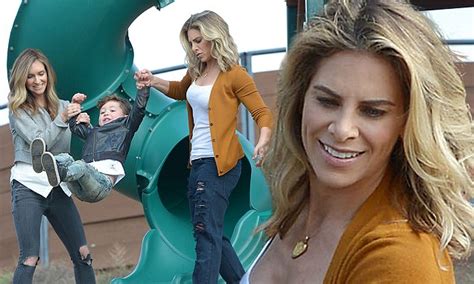 jillian michaels with partner heidi during a playful day at the park