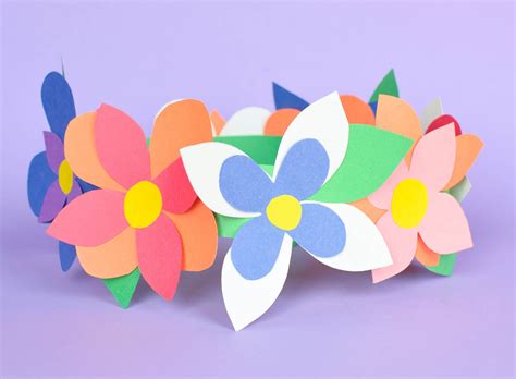 flower crown spring craft      paper  glue