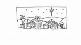 Bethlehem Draw Town Little Drawing Christmas Line Nativity Choose Board sketch template