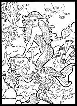 Meerjungfrau Erwachsene Meerjungfrauen Ausmalen Malbuch Glasmalerei Dover Mermaids Páez sketch template