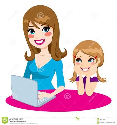 mother teaching daughter stock vector illustration of enjoying 34027960