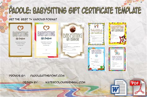 printable babysitting gift certificate  concepts
