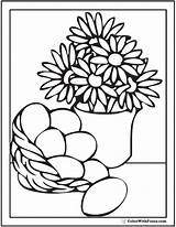Coloring Pages Flower Basket Colouring Egg Flowers Vase Print Pdf Color Printable Daisies Getcolorings Colorwithfuzzy sketch template