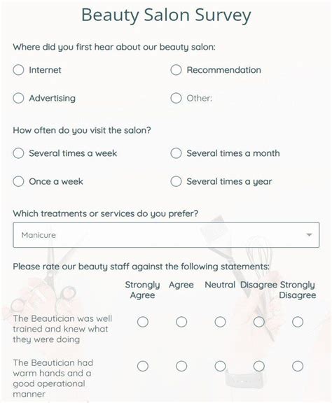 beauty salon survey form template formbuilder