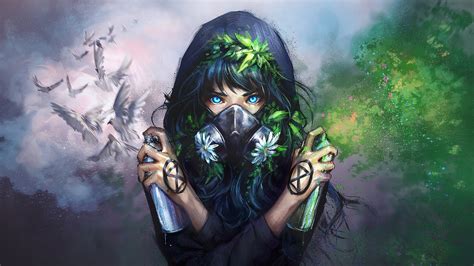 Wallpaper Anime Girl Fantasy Gas Mask 3840x2160 Kgmplays