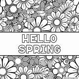 Spring Coloring Flowers Pages Hello Printable Book sketch template