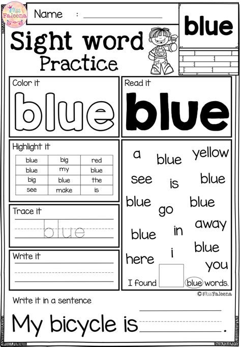 kindergarten worksheets color words