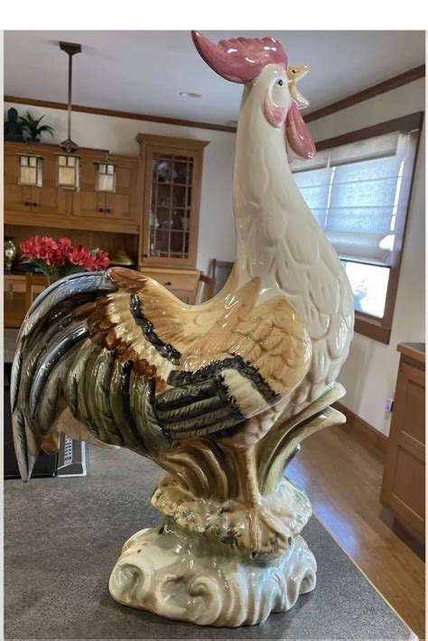 extra large ceramic rooster   italy etsy