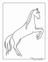 Horse Coloring Pages Simple Outline Printable Rearing Color Easy Kids Printables sketch template