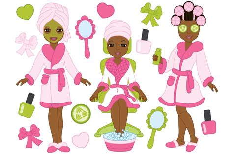 Vector African American Spa Girls ~ Illustrations