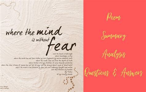 Where The Mind Is Without Fear Poem Summary In English Archives