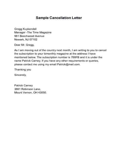 cancellation letter templates fillable printable  forms