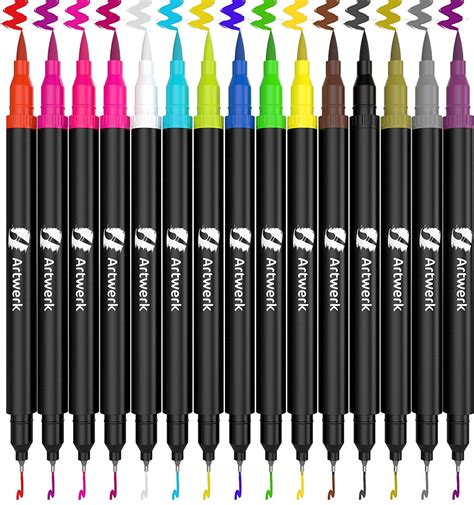 pack dual tip brush marker pens artwerk colored brush   toxic