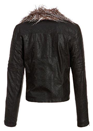 Women’s Pu Leather Fitted Biker Moto Jacket With Faux Fur