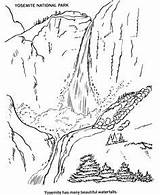 National Coloring Park Parks Pages Yosemite Falls Usa Printables Color Glacier Adult Places Activities Sheets Book Space Landscapes Monuments Next sketch template