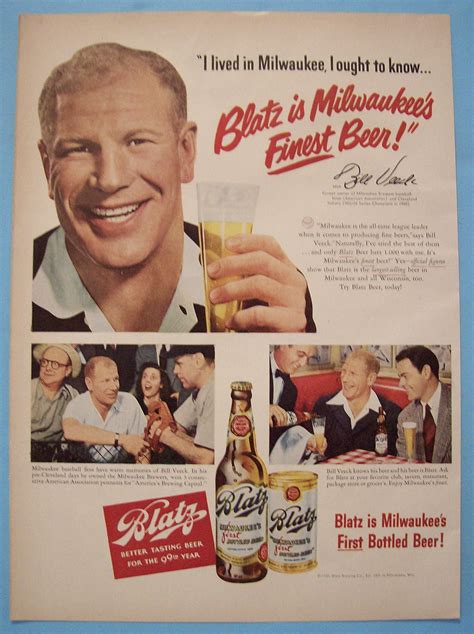 vintage ad  blatz beer  bill veeck